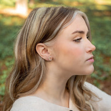 Load image into Gallery viewer, Rainbow Moonstone Crescent Studs