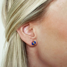 Load image into Gallery viewer, Lapis Lazuli Studs Earrings • Genuine Lapis Lazuli Post Earrings • Gold Lapis Earrings • Best Friend Gift • Minimalist Jewelry