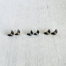Load image into Gallery viewer, Black Onyx Moon Crescent Stud Earrings