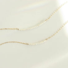 Load image into Gallery viewer, Pearl Bar Necklace Tiny Freshwater Pearl Necklace Delicate Pearl June Birthstone Necklace Bridesmaid Gift Pearl Choker Necklace Gift for Mom
