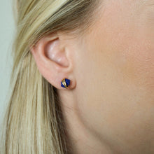 Load image into Gallery viewer, Lapis Lazuli Studs Earrings • Genuine Lapis Lazuli Post Earrings • Gold Lapis Earrings • Best Friend Gift • Minimalist Jewelry
